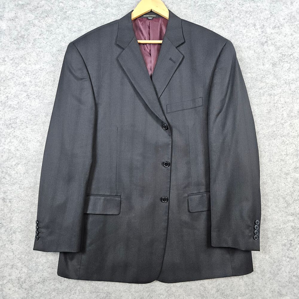Giorgio Cosani Super 120s 100% Wool Blazer‎ Size 46R Black Pinstriped Office